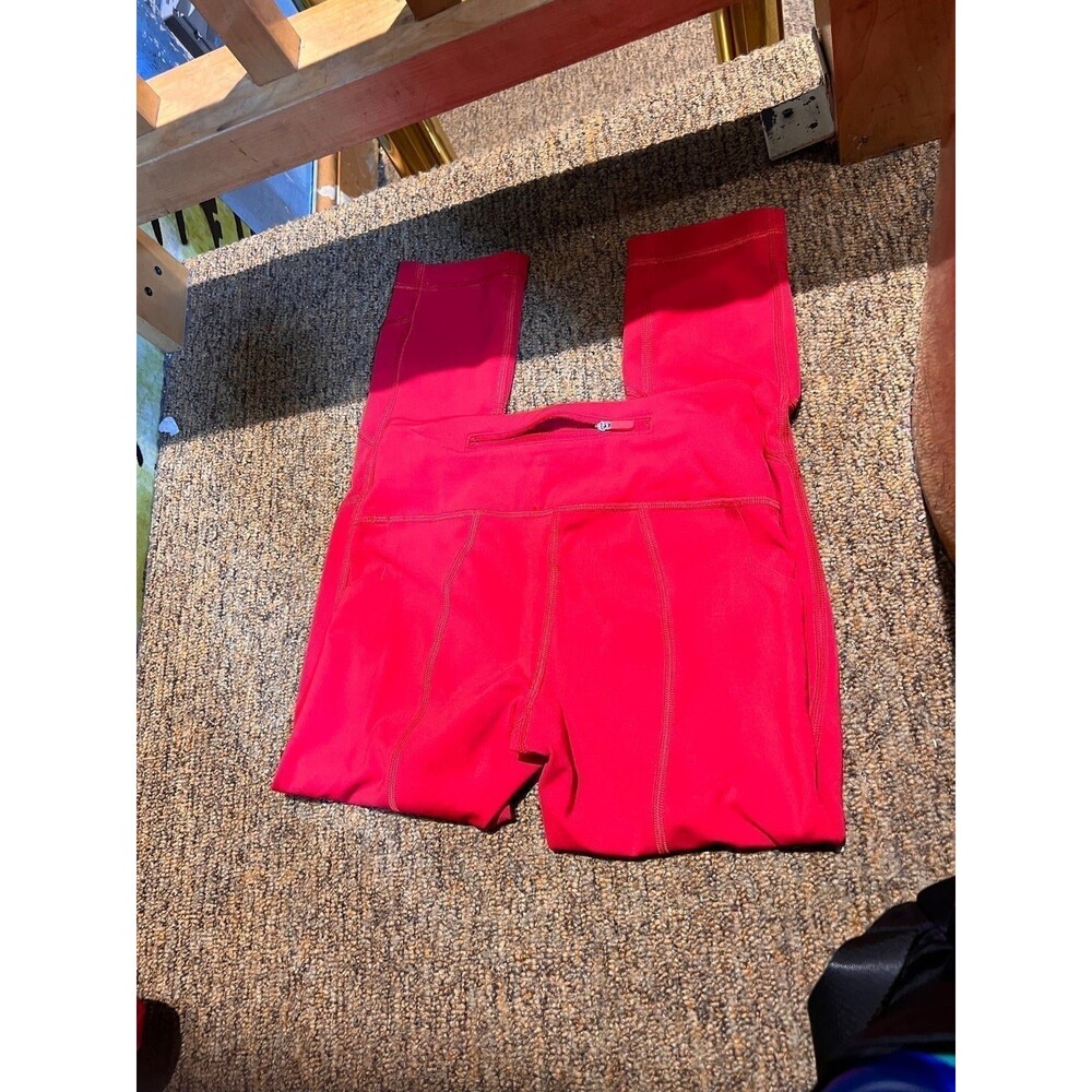 Lululemon red leggings with side pockets